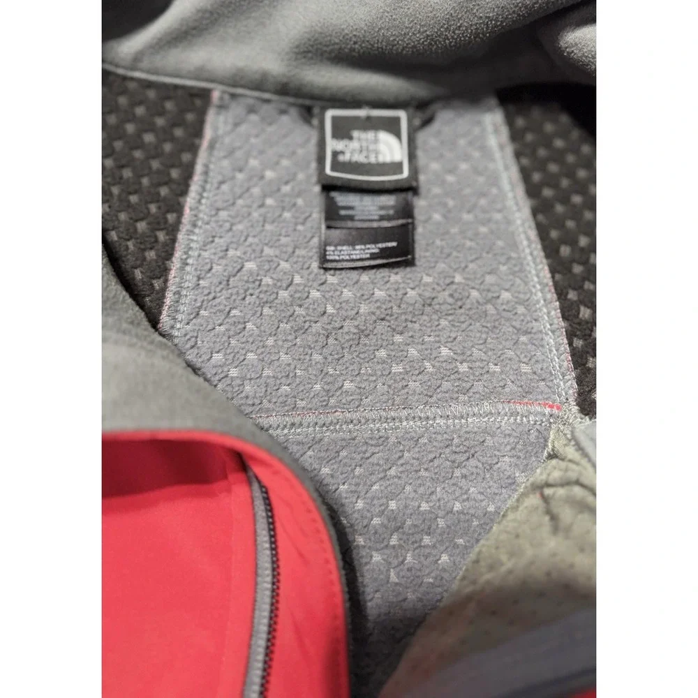 The North Face Apex Bionic Softshell Jacket Mens L Red Charcoal Gray Full Zip